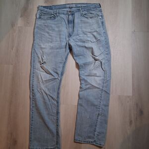 Signature By Levi Strauss Slim Straight Jeans Mens Light Wash Distressed Denim